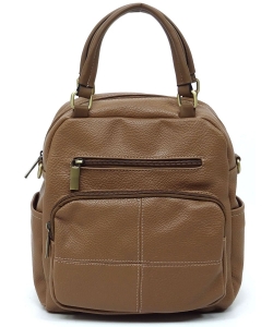 Pebbled Top Handle Convertible Backpack CMS045 MOCHA